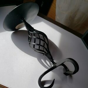 Black Spiral Candle Holder with Geometric Lattice